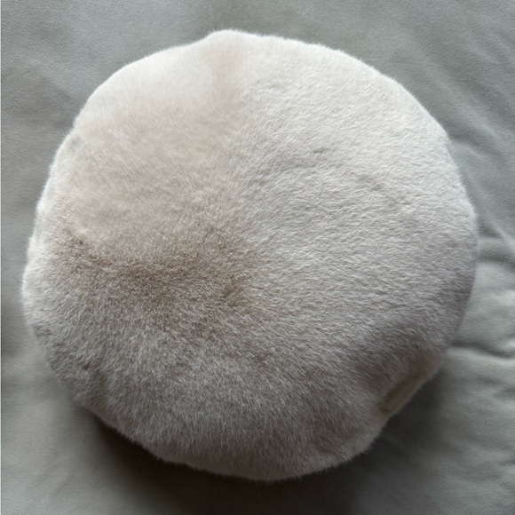 CB2 Harlee Round Ivory White Faux Fur Throw
Pillow 16" - Picture 2 of 4